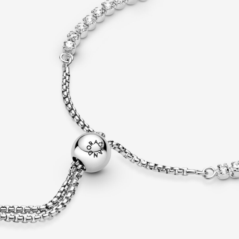 Pandora Sparkling Slider Tennis Bracelet Sterling Silver | 835CTZYSF