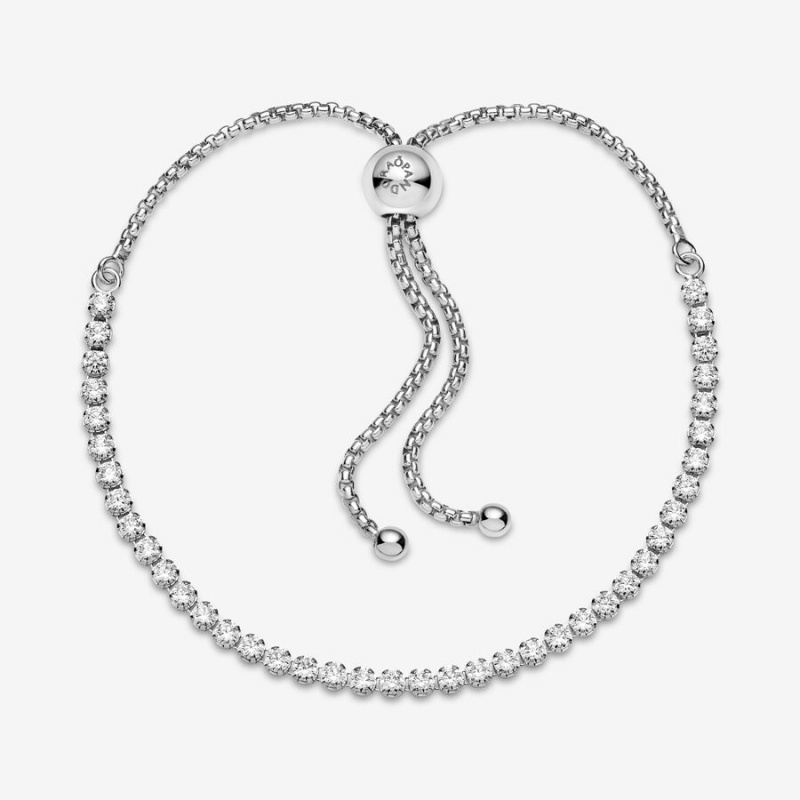 Pandora Sparkling Slider Tennis Bracelet Sterling Silver | 835CTZYSF