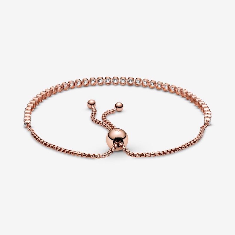 Pandora Sparkling Slider Tennis Bracelet Rose Gold Plated | 968DKNPLR