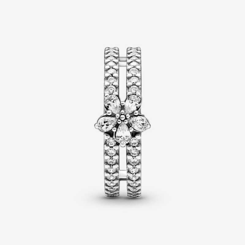 Pandora Sparkling Snowflake Double Ring Sterling Silver | 193RPHGZK