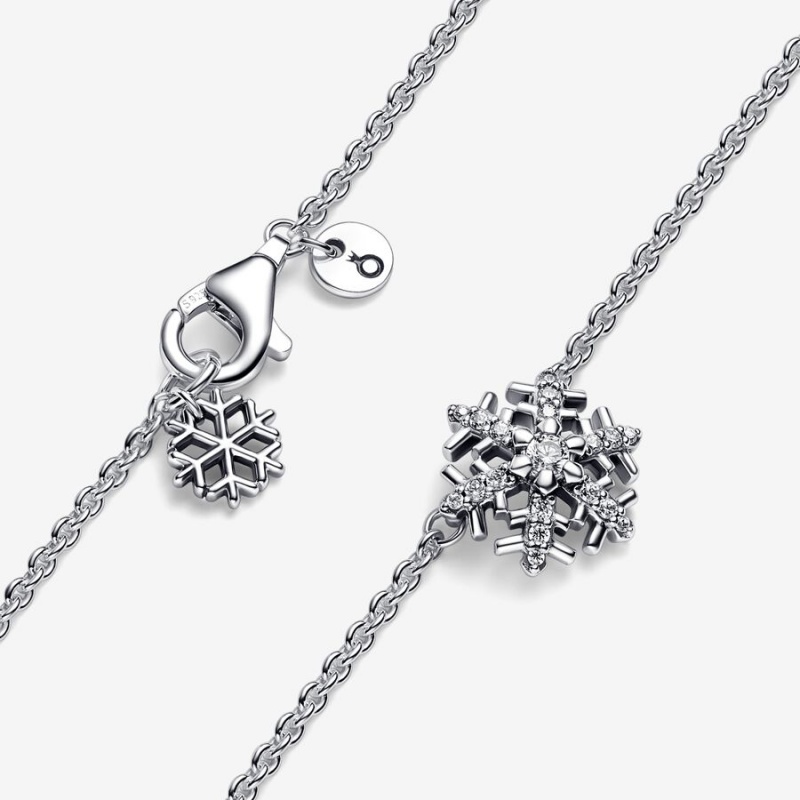 Pandora Sparkling Snowflake Pendant Necklace Sterling Silver | 617IOKQYV