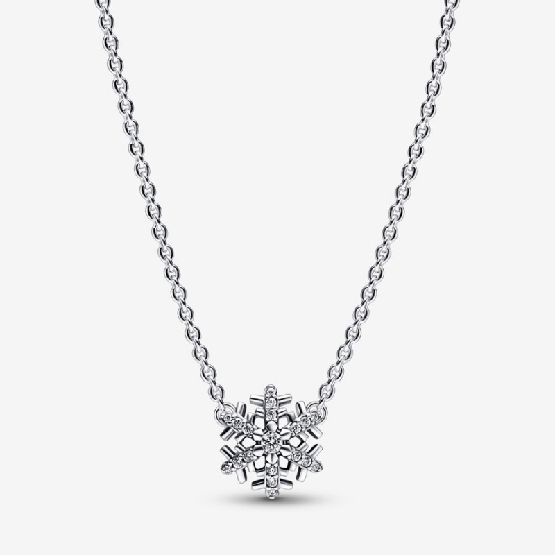 Pandora Sparkling Snowflake Pendant Necklace Sterling Silver | 617IOKQYV