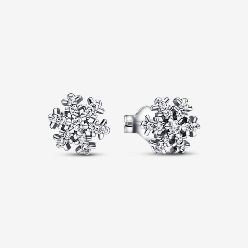 Pandora Sparkling Snowflake Stud Earrings Sterling Silver | 849XZWGKO