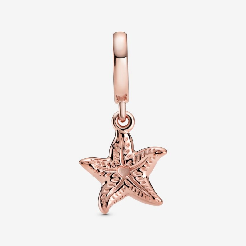 Pandora Sparkling Starfish Dangle Charm Rose Gold Plated | 254LKPBFZ