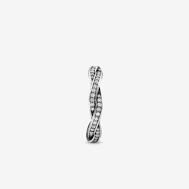 Pandora Sparkling Twisted Lines Ring Sterling Silver | 529ZJWUMC