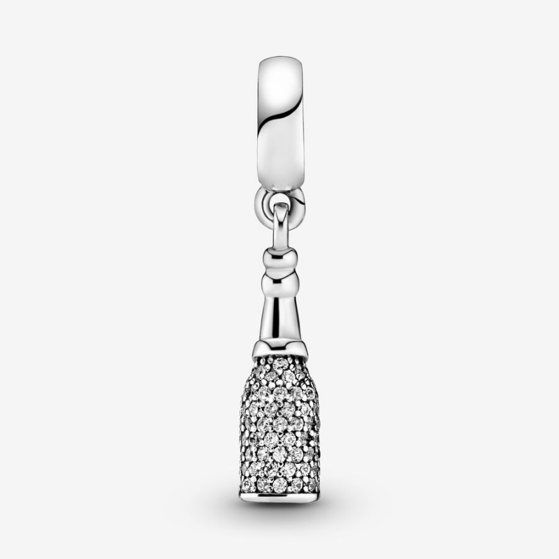 Pandora Sparkling Wine Bottle Dangle Charm Sterling Silver | 986JNZQMA