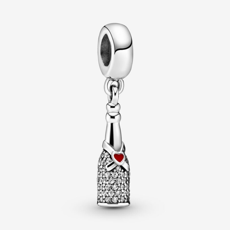 Pandora Sparkling Wine Bottle Dangle Charm Sterling Silver | 986JNZQMA