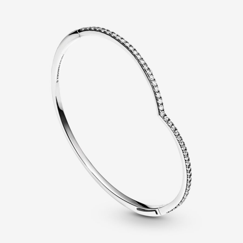 Pandora Sparkling Wishbone Bangle Sterling Silver | 618MXLRTO