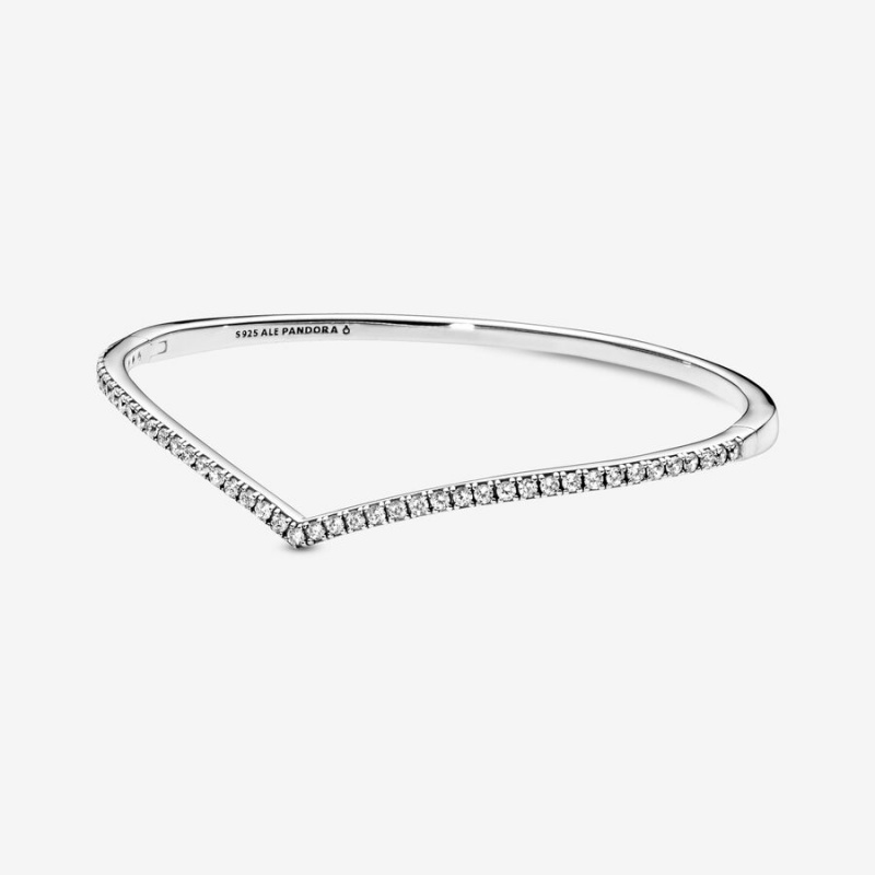 Pandora Sparkling Wishbone Bangle Sterling Silver | 618MXLRTO