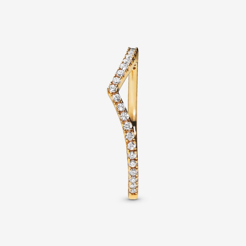 Pandora Sparkling Wishbone Ring Gold Plated | 730PEQACO