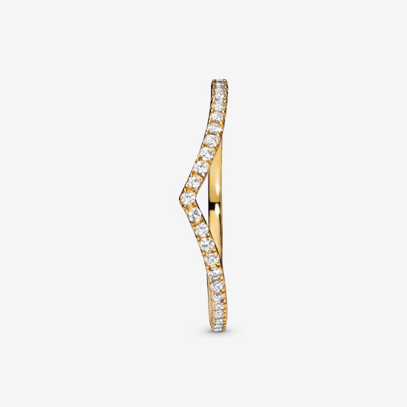 Pandora Sparkling Wishbone Ring Gold Plated | 730PEQACO