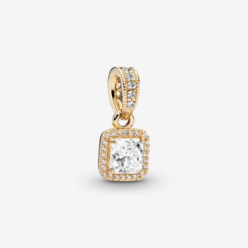 Pandora Square Sparkle Halo Pendant Gold | 123HOMJRY