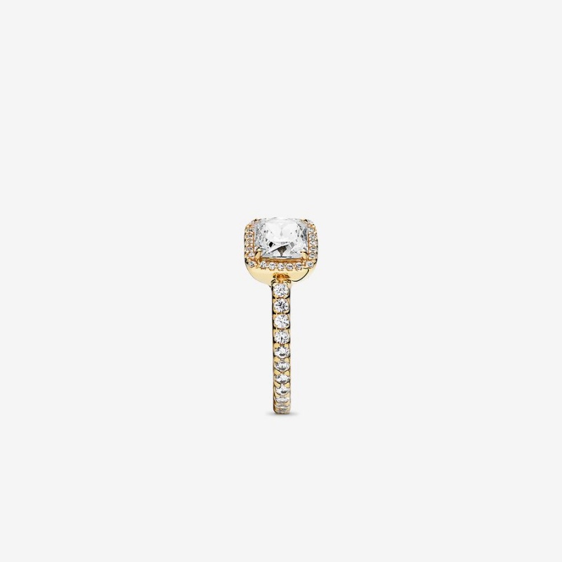 Pandora Square Sparkle Halo Ring Gold | 853DTLAYP