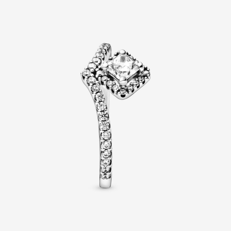 Pandora Square Sparkle Wishbone Ring - FINAL SALE Sterling Silver | 982LZGOIT