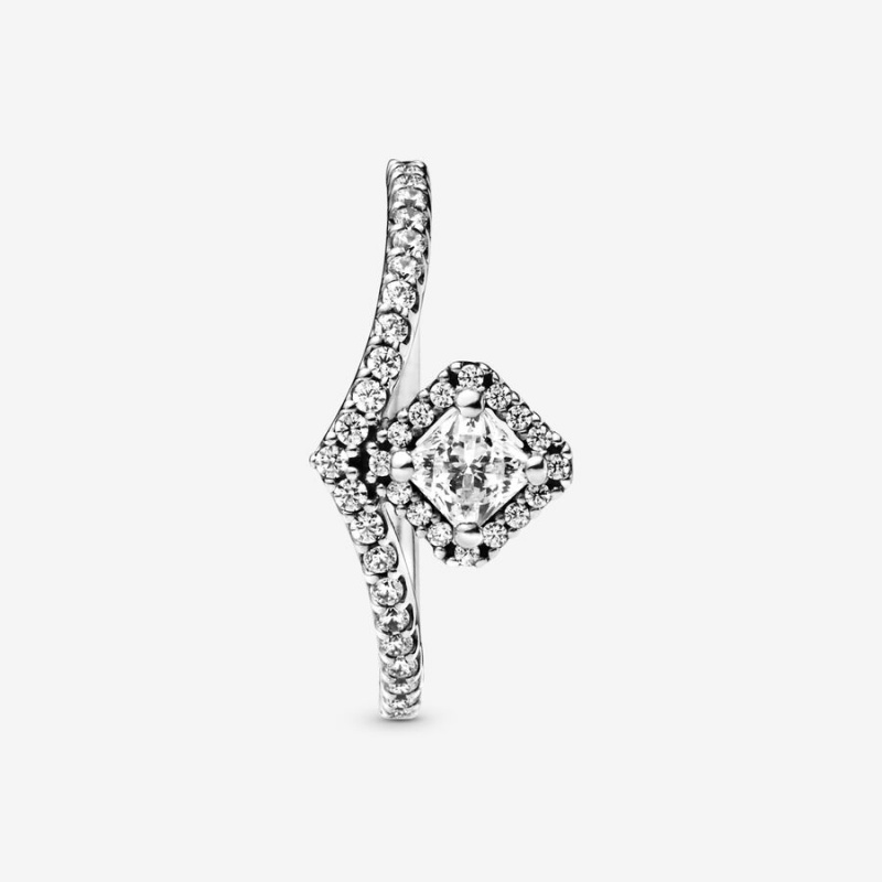 Pandora Square Sparkle Wishbone Ring - FINAL SALE Sterling Silver | 982LZGOIT