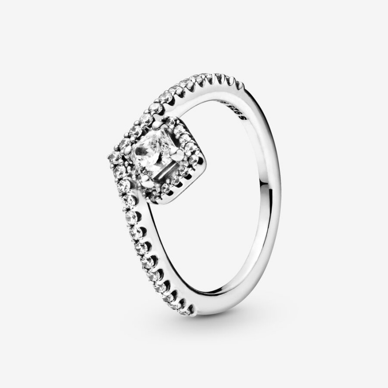 Pandora Square Sparkle Wishbone Ring - FINAL SALE Sterling Silver | 982LZGOIT