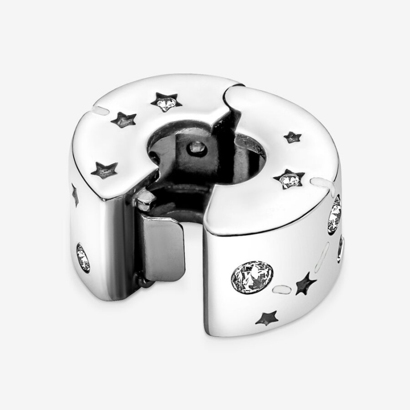 Pandora Stars & Galaxy Clip Charm Sterling Silver | 498QVXOYG