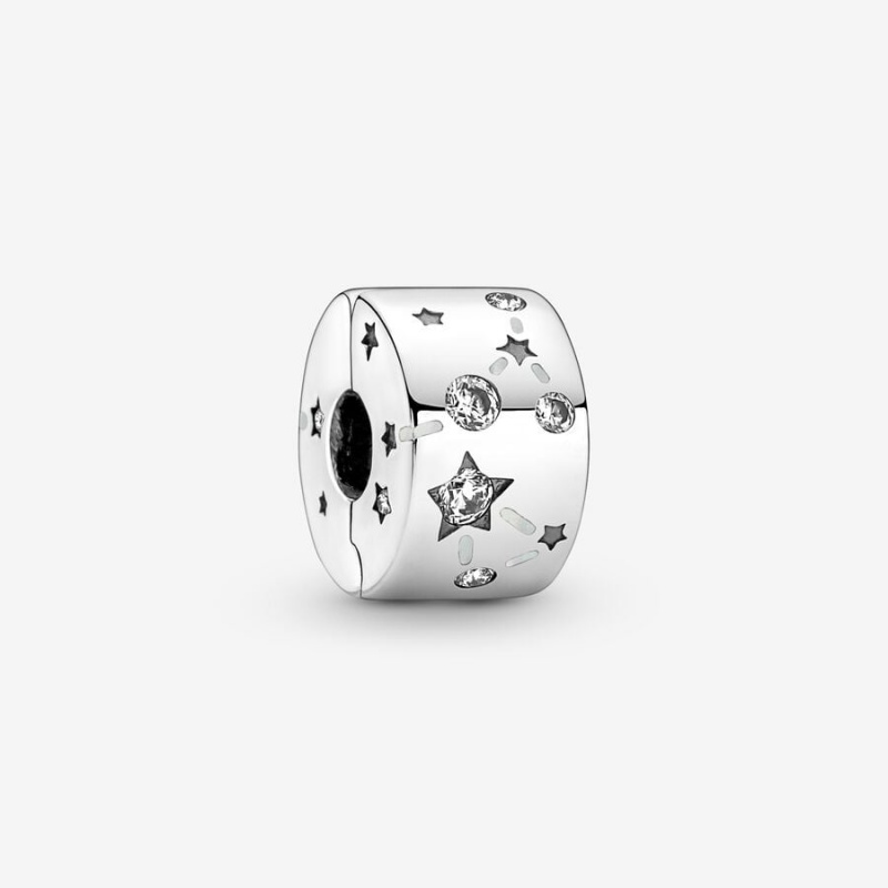 Pandora Stars & Galaxy Clip Charm Sterling Silver | 498QVXOYG