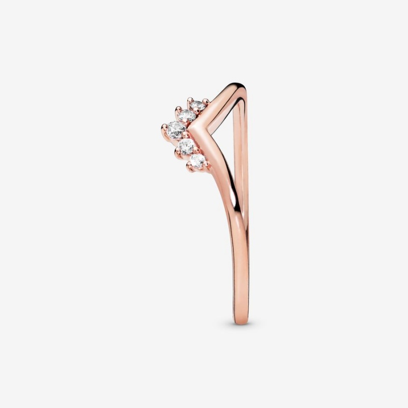 Pandora Tiara Wishbone Ring Rose Gold Plated | 267RNDFGQ