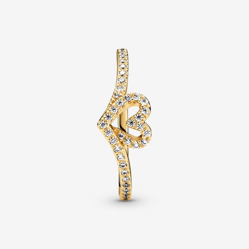 Pandora Timeless Wish Sparkling Heart Ring Gold Plated | 673JPGHEB