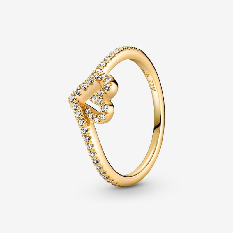 Pandora Timeless Wish Sparkling Heart Ring Gold Plated | 673JPGHEB