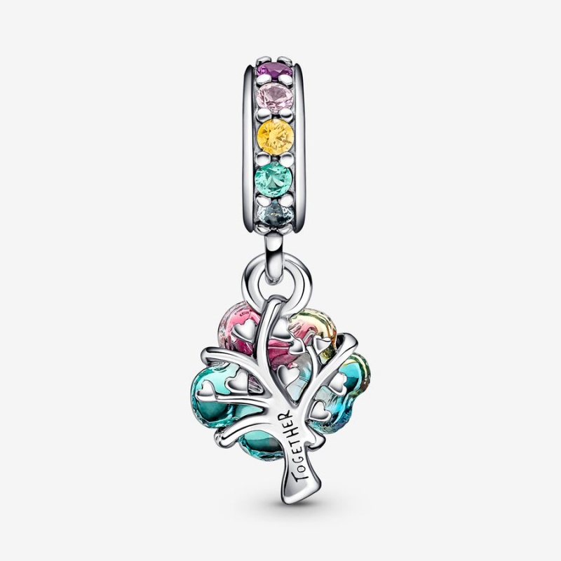 Pandora Togetherness Tree Murano Glass Dangle Charm Sterling Silver | 914KOZDMX