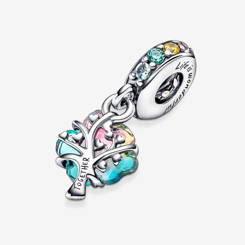 Pandora Togetherness Tree Murano Glass Dangle Charm Sterling Silver | 914KOZDMX