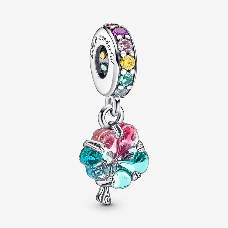 Pandora Togetherness Tree Murano Glass Dangle Charm Sterling Silver | 914KOZDMX