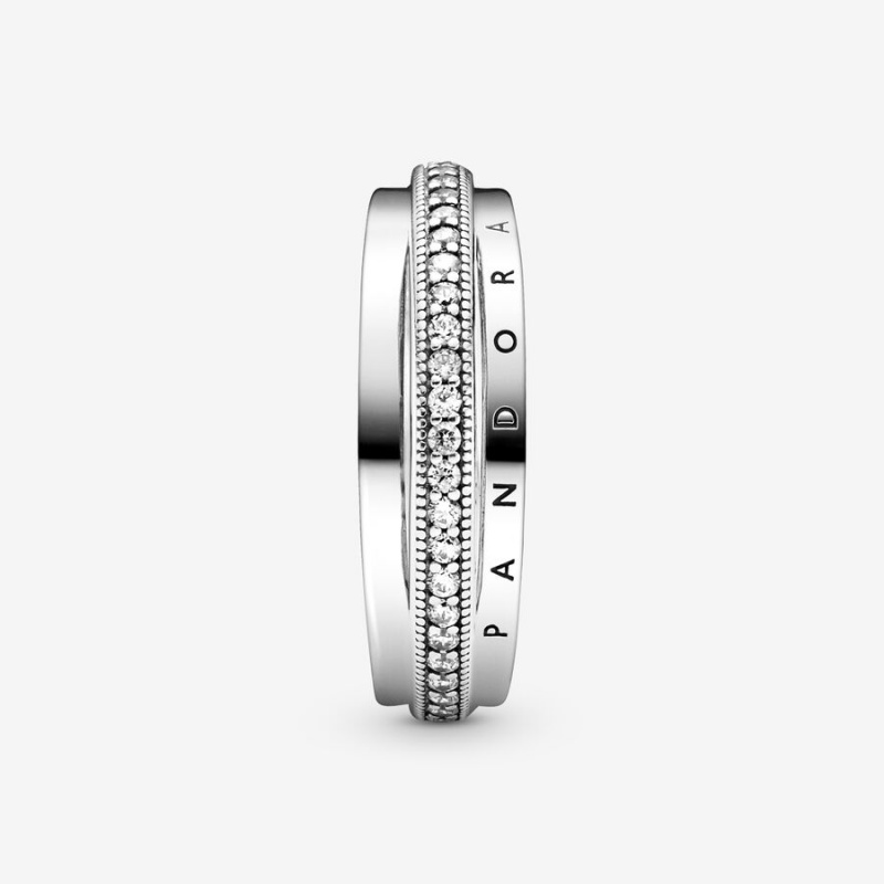 Pandora Triple Band Pavé Ring Sterling Silver | 869XUZMQI