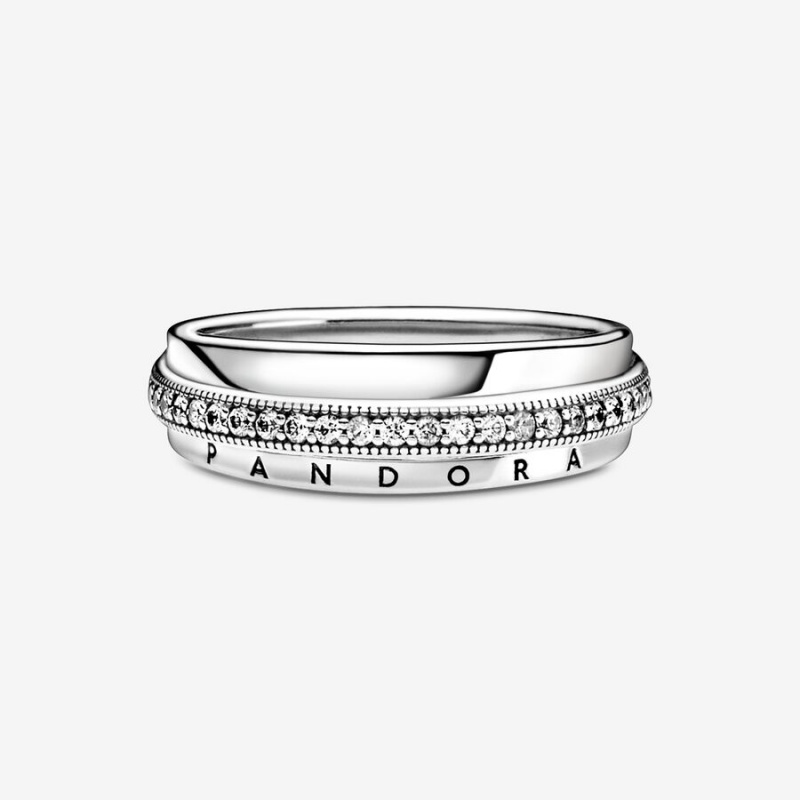 Pandora Triple Band Pavé Ring Sterling Silver | 869XUZMQI