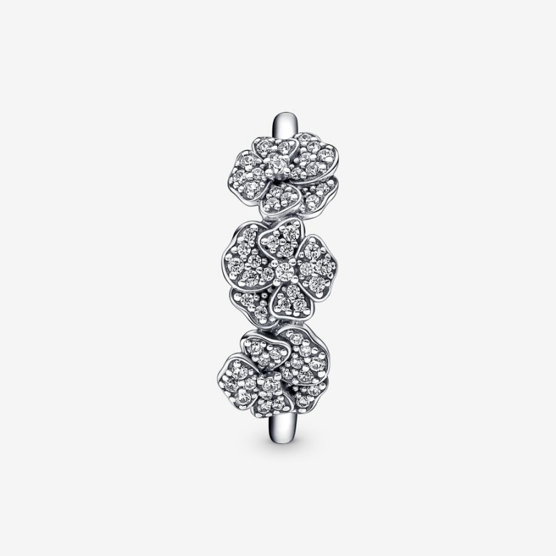 Pandora Triple Pansy Flower Ring Sterling Silver | 634SQLNEW