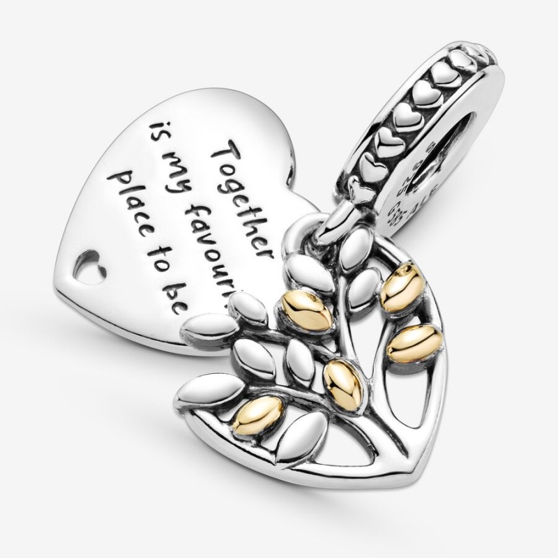 Pandora Two-Tone Family Tree Heart Dangle Charm Two-tone | 298GVCELB