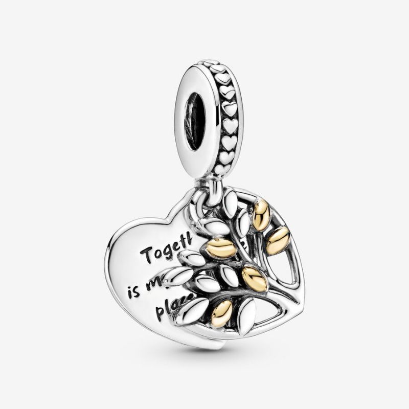 Pandora Two-Tone Family Tree Heart Dangle Charm Two-tone | 298GVCELB