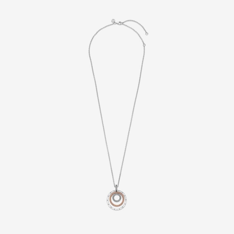 Pandora Two-tone Circles Pendant & Necklace Two-tone | 610SIDMNX