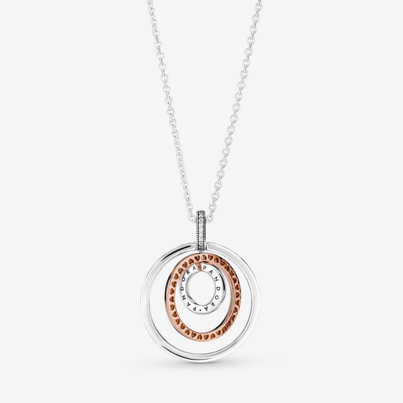 Pandora Two-tone Circles Pendant & Necklace Two-tone | 610SIDMNX