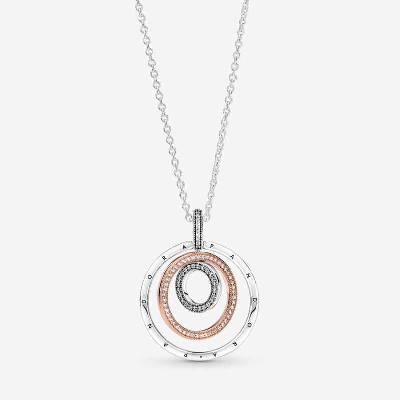 Pandora Two-tone Circles Pendant & Necklace Two-tone | 610SIDMNX