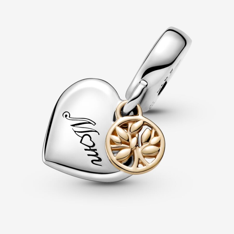 Pandora Two-tone Family Tree & Heart Dangle Charm - FINAL SALE Two-tone | 104SDYMJW