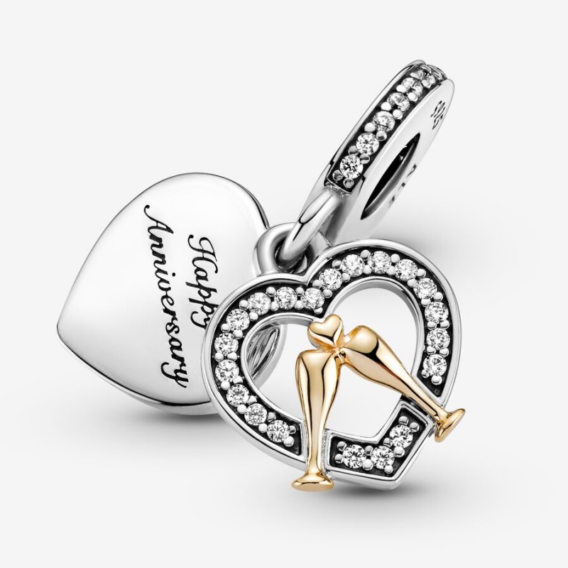 Pandora Two-tone Happy Anniversary Dangle Charm Two-tone | 301XNQWZR