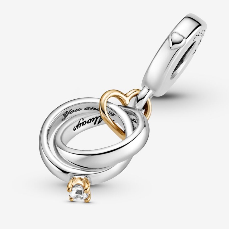 Pandora Two-tone Wedding Rings Dangle Charm Two-tone | 129KOWAYL