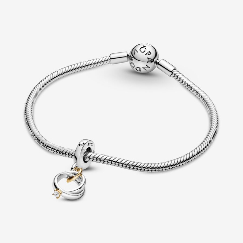 Pandora Two-tone Wedding Rings Dangle Charm Two-tone | 129KOWAYL