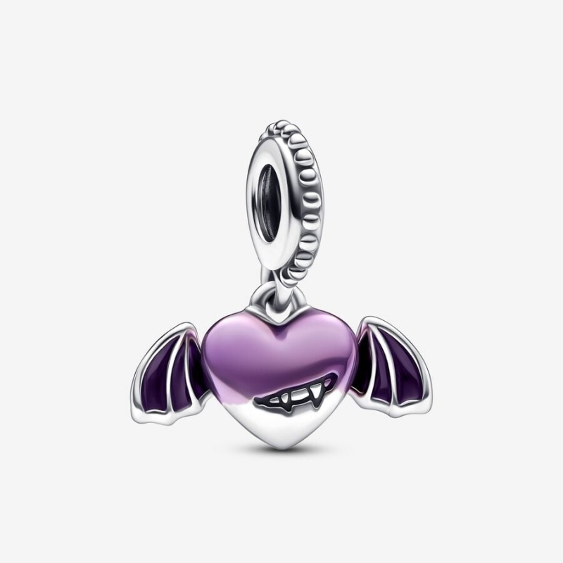 Pandora Vampire Winged Heart Dangle Charm Sterling Silver | 274HSKNYB